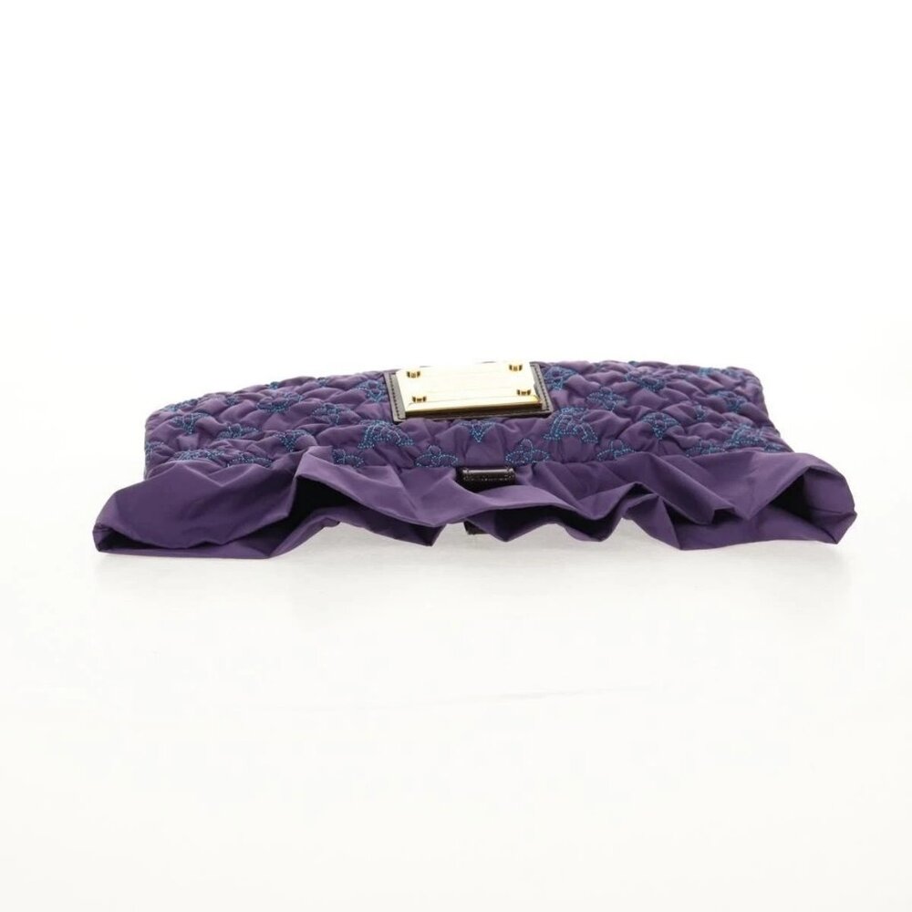 LOUIS VUITTON Monogram Satin Pochette Devi MM Bag Purple - Picture 7 of 15